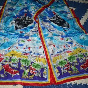 Adrienne Vittadini Vibrant CRUISE SHIP 51"x11"f Rectangular 100% Silk Scarf